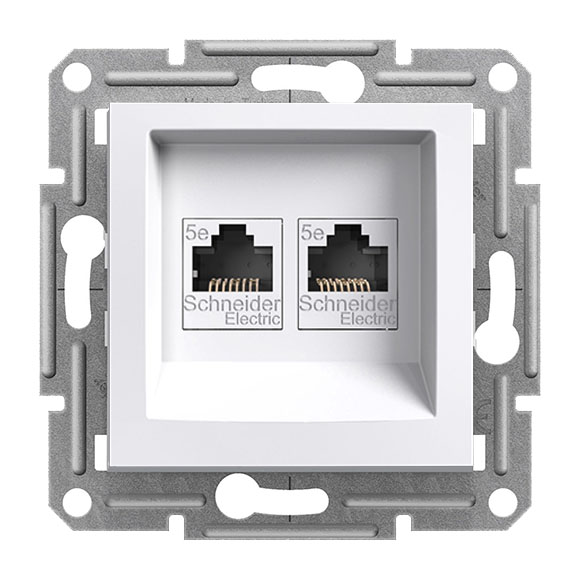 Asfora Beyaz İkili RJ45 Boş Priz